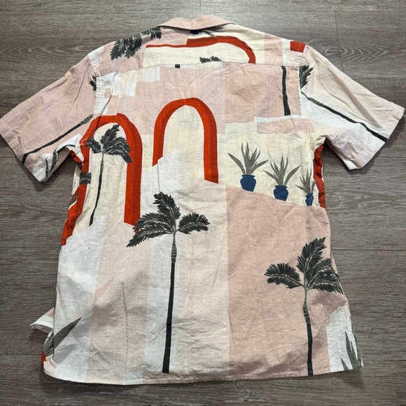 Zara Shirt Mens Large Camp Button Knit Resort Vacation‎ Camp Collar Beach Costal - Picture 5 of 8